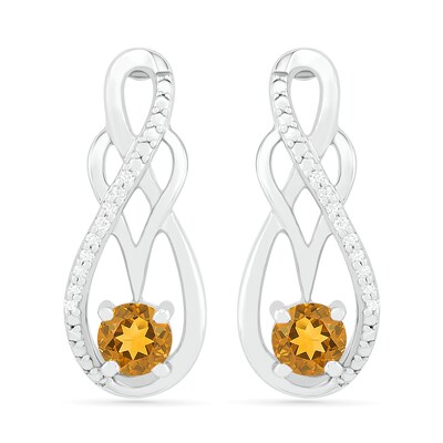 Citrine and 0.04 CT. T.W. Diamond Infinity Overlay Drop Earrings in Sterling Silver