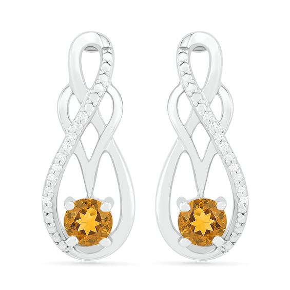 Citrine and 0.04 CT. T.W. Diamond Infinity Overlay Drop Earrings in Sterling Silver