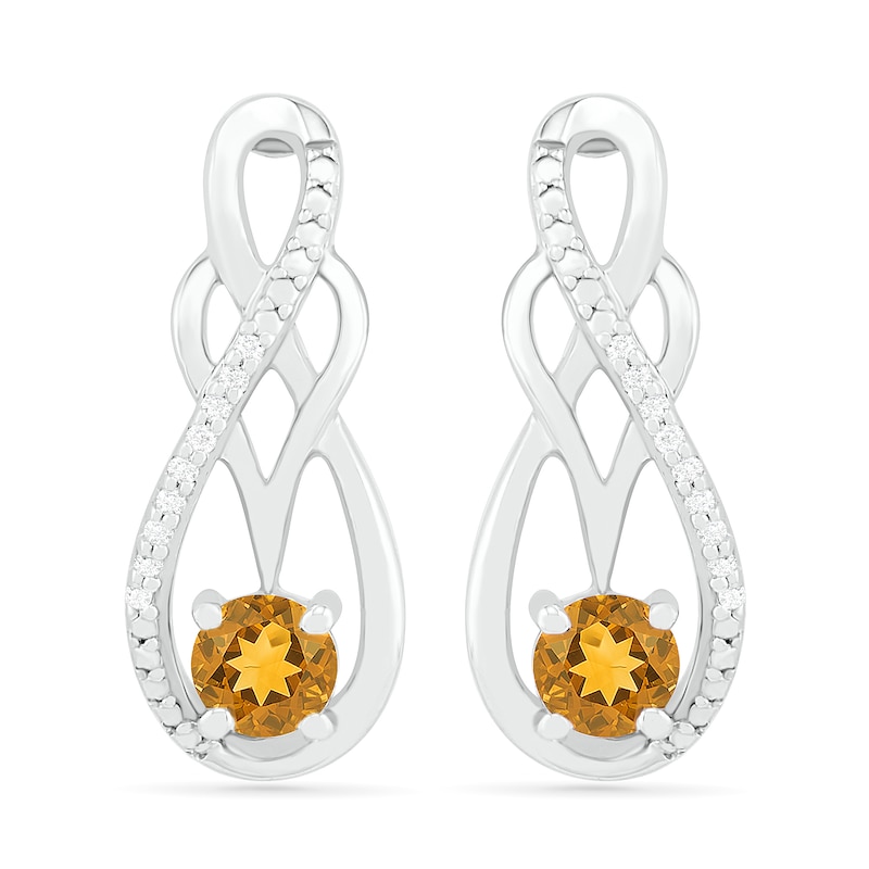 Citrine and 0.04 CT. T.W. Diamond Infinity Overlay Drop Earrings in Sterling Silver|Peoples Jewellers
