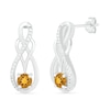 Thumbnail Image 1 of Citrine and 0.04 CT. T.W. Diamond Infinity Overlay Drop Earrings in Sterling Silver