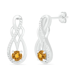 Citrine and 0.04 CT. T.W. Diamond Infinity Overlay Drop Earrings in Sterling Silver