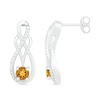 Thumbnail Image 2 of Citrine and 0.04 CT. T.W. Diamond Infinity Overlay Drop Earrings in Sterling Silver