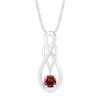 Thumbnail Image 0 of Garnet and 0.04 CT. T.W. Diamond Overlay Infinity Pendant in Sterling Silver