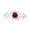 5.0mm Garnet and 0.04 CT. T.W. Diamond Layered Infinity Braid Ring in Sterling Silver