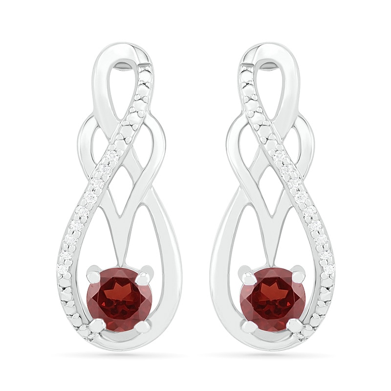 Garnet and 0.04 CT. T.W. Diamond Infinity Overlay Drop Earrings in Sterling Silver|Peoples Jewellers