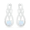 Thumbnail Image 0 of Lab-Created Opal and 0.04 CT. T.W. Diamond Infinity Overlay Drop Earrings in Sterling Silver