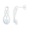 Thumbnail Image 2 of Lab-Created Opal and 0.04 CT. T.W. Diamond Infinity Overlay Drop Earrings in Sterling Silver