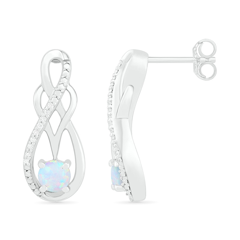 Lab-Created Opal and 0.04 CT. T.W. Diamond Infinity Overlay Drop Earrings in Sterling Silver|Peoples Jewellers