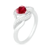 Thumbnail Image 2 of Heart-Shaped Lab-Created Ruby and Diamond Accent Ribbon Ring in Sterling Silver