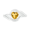 Thumbnail Image 0 of Heart-Shaped Citrine and Diamond Accent Ribbon Ring in Sterling Silver