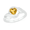 Thumbnail Image 1 of Heart-Shaped Citrine and Diamond Accent Ribbon Ring in Sterling Silver