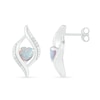 Thumbnail Image 2 of Heart-Shaped Lab-Created Opal and 0.04 CT. T.W. Diamond Open Flame Stud Earrings in Sterling Silver
