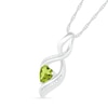 Heart-Shaped Peridot and Diamond Accent Infinity Flame Pendant in Sterling Silver