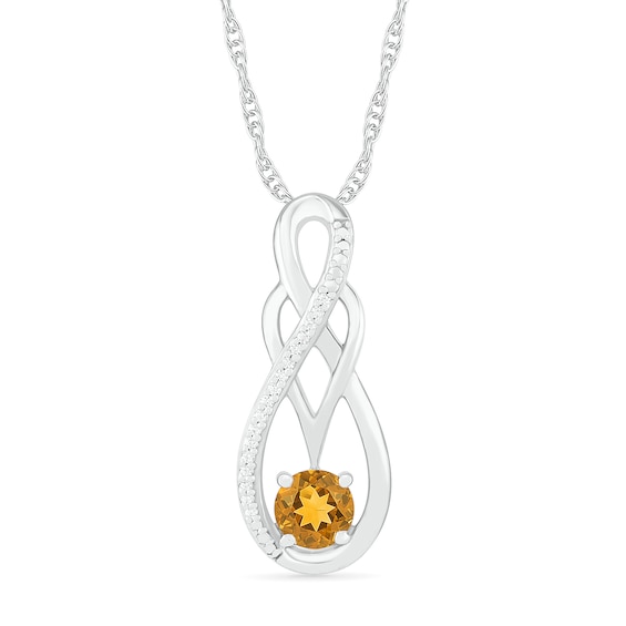 Citrine and 0.04 CT. T.W. Diamond Overlay Infinity Pendant in Sterling Silver