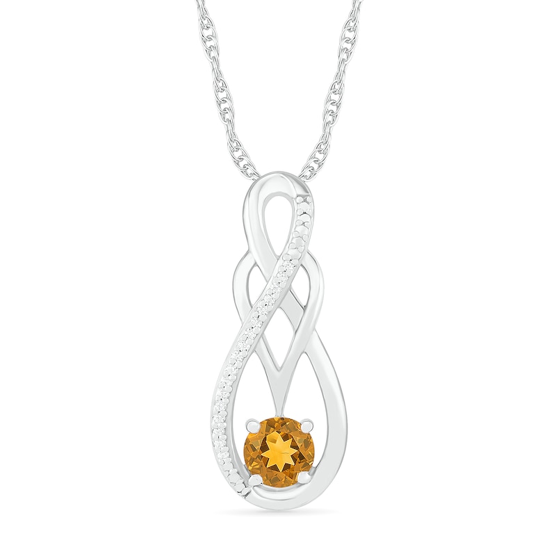 Citrine and 0.04 CT. T.W. Diamond Overlay Infinity Pendant in Sterling Silver|Peoples Jewellers