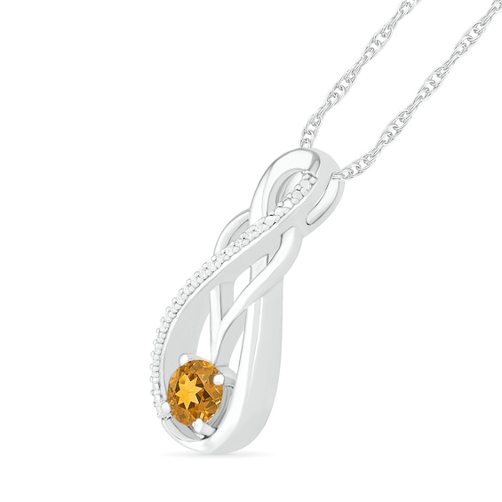 Citrine and 0.04 CT. T.W. Diamond Overlay Infinity Pendant in Sterling Silver