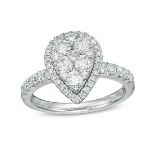 1.25 CT. T.W. Composite Diamond Pear-Shaped Frame Engagement Ring in 10K White Gold