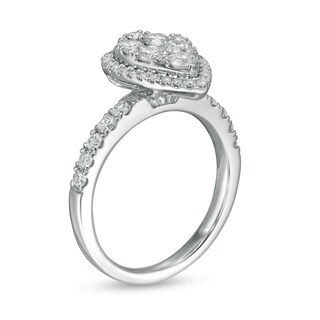 1.25 CT. T.W. Composite Diamond Pear-Shaped Frame Engagement Ring in 10K White Gold