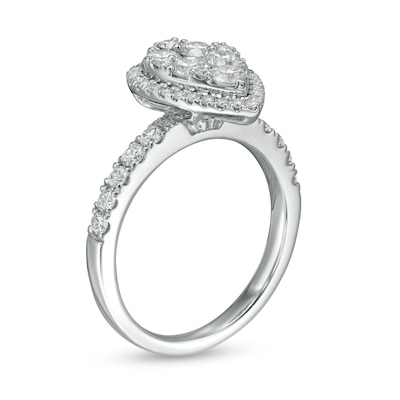 1.25 CT. T.W. Composite Diamond Pear-Shaped Frame Engagement Ring in 10K White Gold