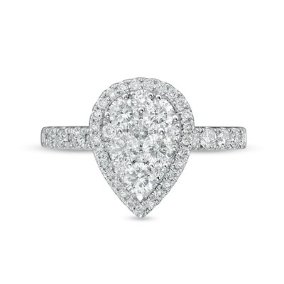 1.25 CT. T.W. Composite Diamond Pear-Shaped Frame Engagement Ring in 10K White Gold