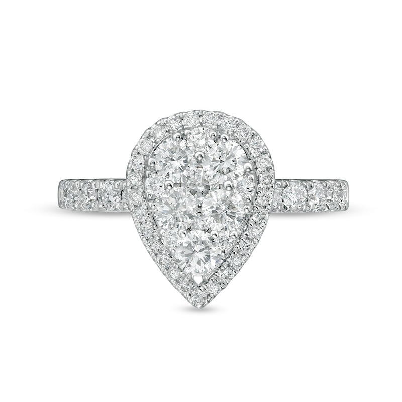 1.25 CT. T.W. Composite Diamond Pear-Shaped Frame Engagement Ring in 10K White Gold