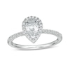 Thumbnail Image 0 of 0.88 CT. T.W. Pear-Shaped Diamond Frame Engagement Ring in 14K White Gold
