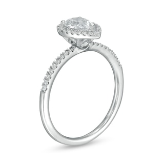 0.88 CT. T.W. Pear-Shaped Diamond Frame Engagement Ring in 14K White Gold