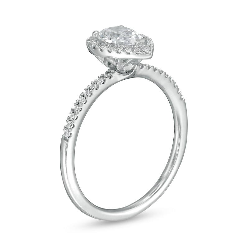 0.88 CT. T.W. Pear-Shaped Diamond Frame Engagement Ring in 14K White Gold