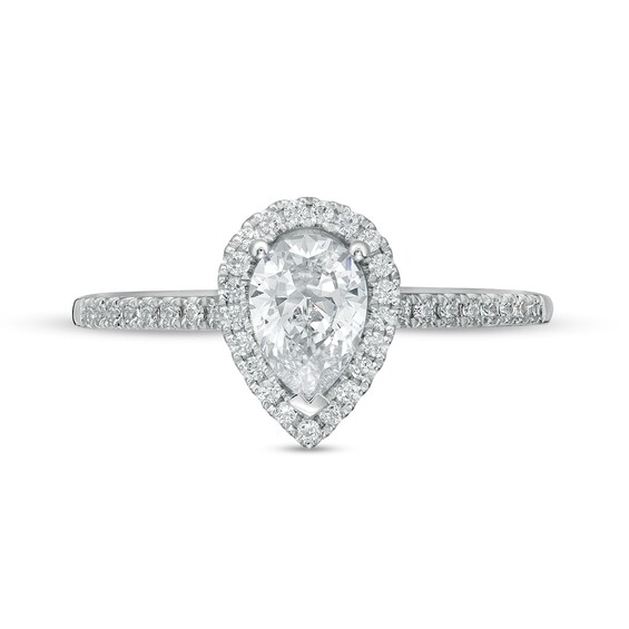 0.88 CT. T.W. Pear-Shaped Diamond Frame Engagement Ring in 14K White Gold