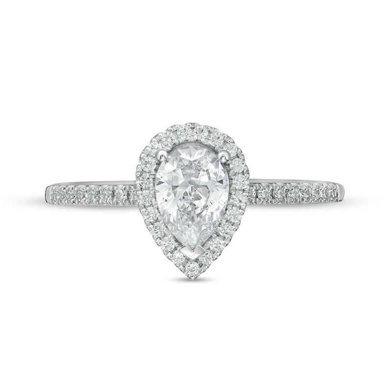 0.88 CT. T.W. Pear-Shaped Diamond Frame Engagement Ring in 14K White Gold