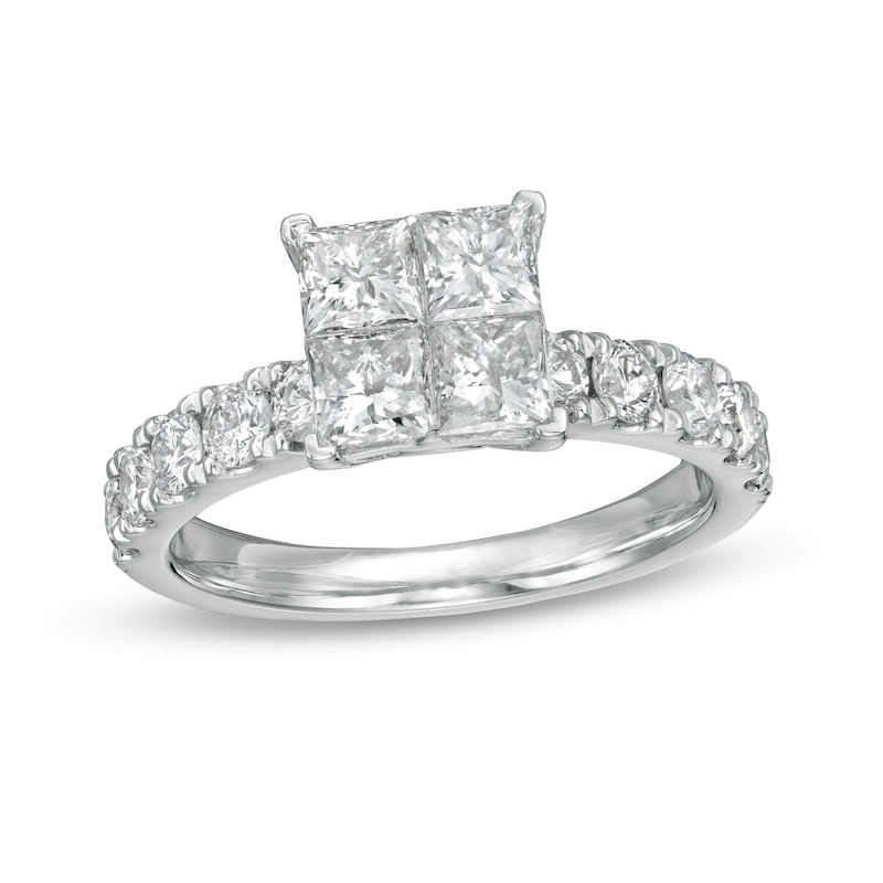 2.00 CT. T.W. Quad Princess-Cut Diamond Engagement Ring in 14K White Gold