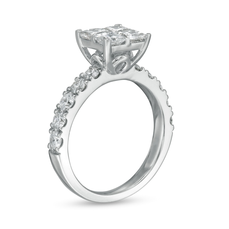 2.00 CT. T.W. Quad Princess-Cut Diamond Engagement Ring in 14K White Gold