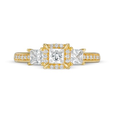 0.95 CT. T.W. Princess-Cut Diamond Frame Past Present Future® Engagement Ring in 14K Gold