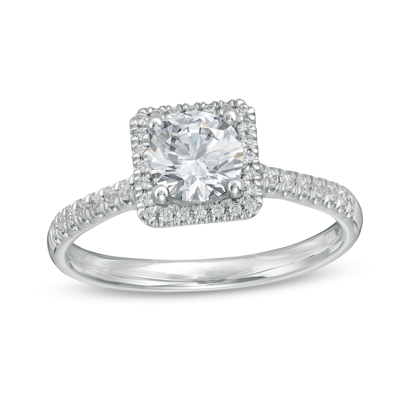 Main Image 1 of 1.25 CT. T.W. Certified Canadian Diamond Square Frame Engagement Ring in 14K White Gold (I/I1)