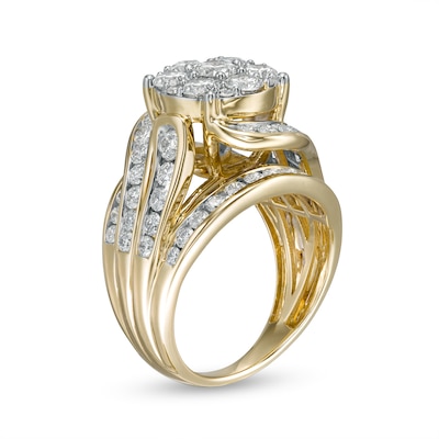 3.00 CT. T.W. Composite Diamond Multi-Row Bypass Engagement Ring in 10K Gold