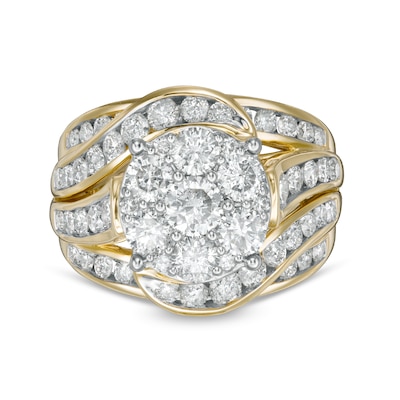 3.00 CT. T.W. Composite Diamond Multi-Row Bypass Engagement Ring in 10K Gold