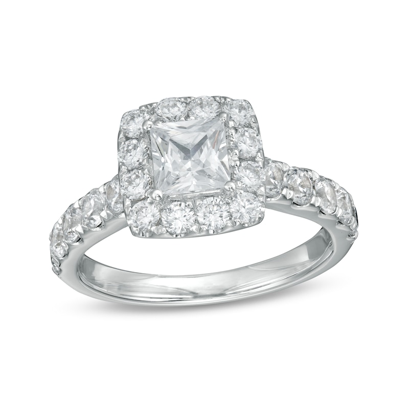 1.95 CT. T.W. Princess-Cut Diamond Frame Engagement Ring in 14K White Gold