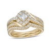 1.00 CT. T.W. Princess-Cut Diamond Tilted Frame Bridal Set in 10K Gold