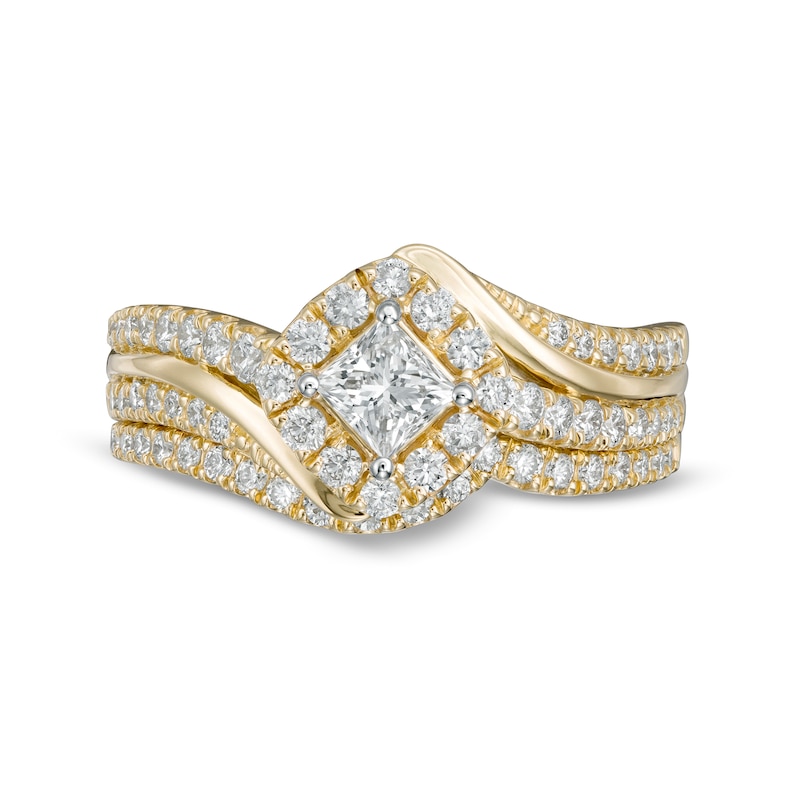 1.00 CT. T.W. Princess-Cut Diamond Tilted Frame Bridal Set in 10K Gold|Peoples Jewellers