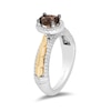 Thumbnail Image 1 of Enchanted Disney Pocahontas Oval Smoky Quartz and 0.29 CT. T.W. Diamond Frame Engagement Ring in 14K Two-Tone Gold