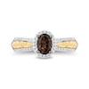 Enchanted Disney Pocahontas Oval Smoky Quartz and 0.29 CT. T.W. Diamond Frame Engagement Ring in 14K Two-Tone Gold