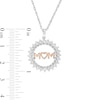 0.10 CT. T.W. Diamond "MOM" Sunburst Circle Pendant in Sterling Silver and 10K Rose Gold