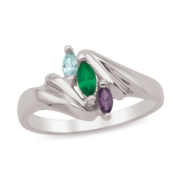 Mother's Marquise-Cut Birthstone Three Stone Slant Bypass Ring (3 Stones)