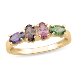 Mother's Oval Birthstone Vertical and Horizontal Pattern Ring (3-5 Stones)