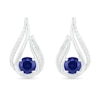 5.0mm Lab-Created Sapphire and 0.065 CT. T.W. Diamond Beaded Open Flame Stud Earrings in Sterling Silver