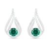 5.0mm Lab-Created Emerald and 0.065 CT. T.W. Diamond Beaded Open Flame Stud Earrings in Sterling Silver