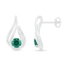 5.0mm Lab-Created Emerald and 0.065 CT. T.W. Diamond Beaded Open Flame Stud Earrings in Sterling Silver