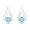 Thumbnail Image 0 of 5.0mm Aquamarine and 0.065 CT. T.W. Diamond Beaded Open Flame Stud Earrings in Sterling Silver