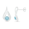 5.0mm Aquamarine and 0.065 CT. T.W. Diamond Beaded Open Flame Stud Earrings in Sterling Silver