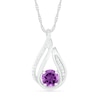 6.0mm Amethyst and 0.066 CT. T.W. Diamond Beaded Open Flame Pendant in Sterling Silver